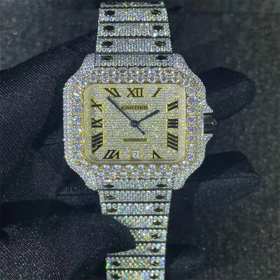 Moissanite  Watch Luxury White Dial Iced Out  Watch ODM Custom Watches For Men