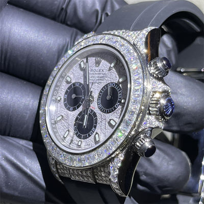 Hand Setting  Diamond Watch VVS1 Bling Iced Out Moissanite Watch