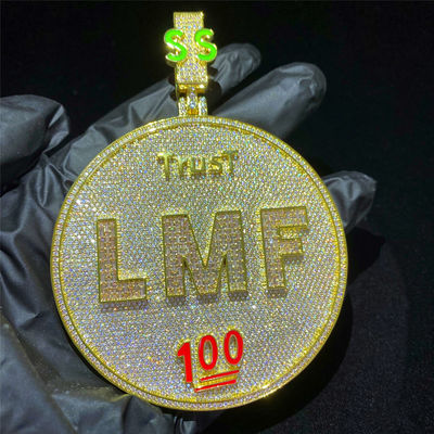 Παγωμένο έξω κρεμαστών κοσμημάτων Moissanite διαμάντι 925 περιδεραίων χιπ χοπ κουβανικό ασημένιο VVS